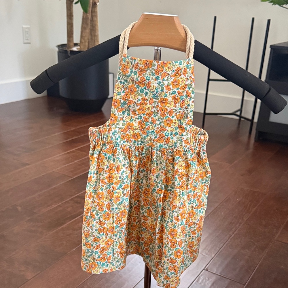 Zara Floral Kids Dress - Orange and Blue